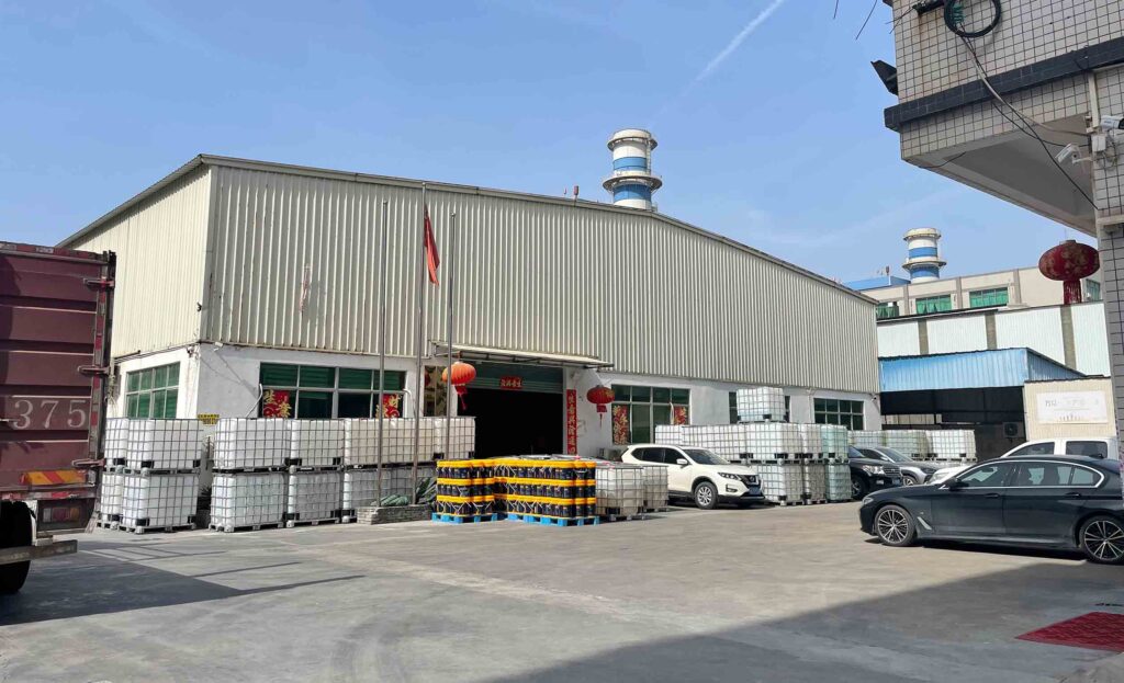 Solid sodium silicate cullet production in China factory with glassy blocks stacked on pallets ready for packaging and shipping