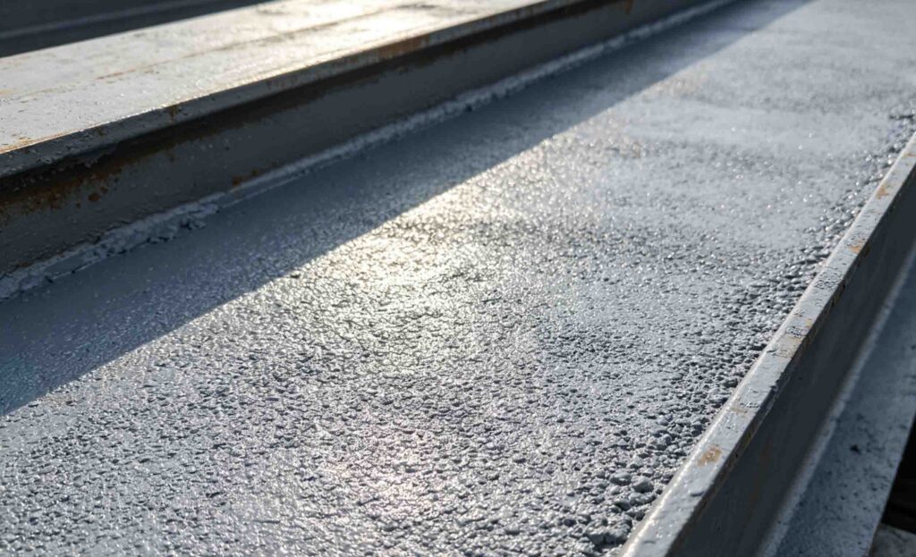 Potassium silicate paint being applied to mineral wall surface forming breathable inorganic coating for masonry