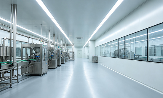 Concrete densifier for food plants and hospital floors showing sealed hygienic concrete surface in clean medical or food processing facility