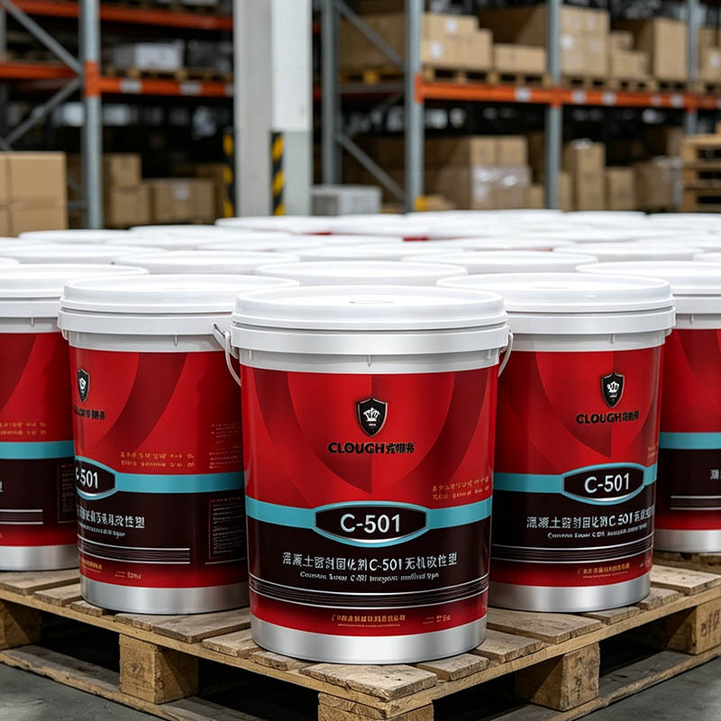 Potassium silicate densifier storage with sealed carboys and drums in cool dry warehouse at 5-35°C temperature controlled environment