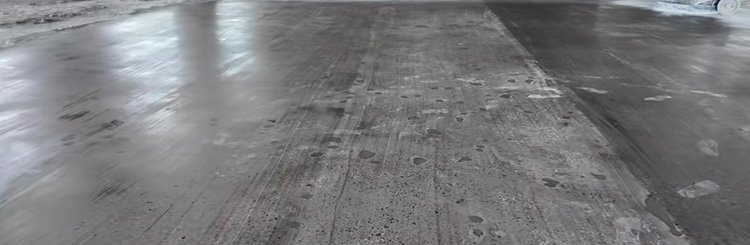 Concrete chemical reaction and hardening process showing densifier penetrating pores and forming CSH gel