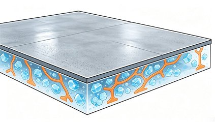 Concrete densifier applications in warehouses manufacturing plants commercial spaces and parking garages showing hardened polished dustproof surfaces