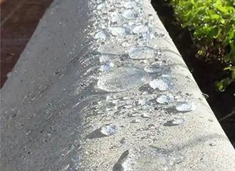 Silicate concrete waterproofing solution penetrating concrete surface showing crack sealing and water barrier formation