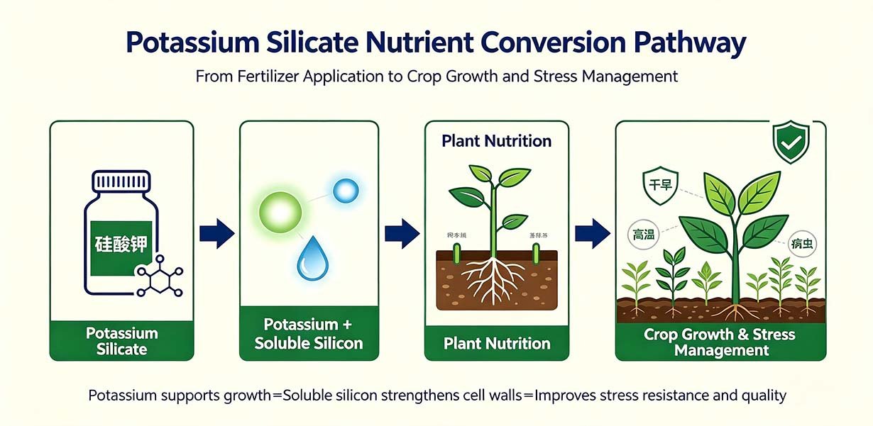 Potassium silicate nutrient conversion pathway in plants from foliar absorption to antioxidant defense and secondary metabolism activation