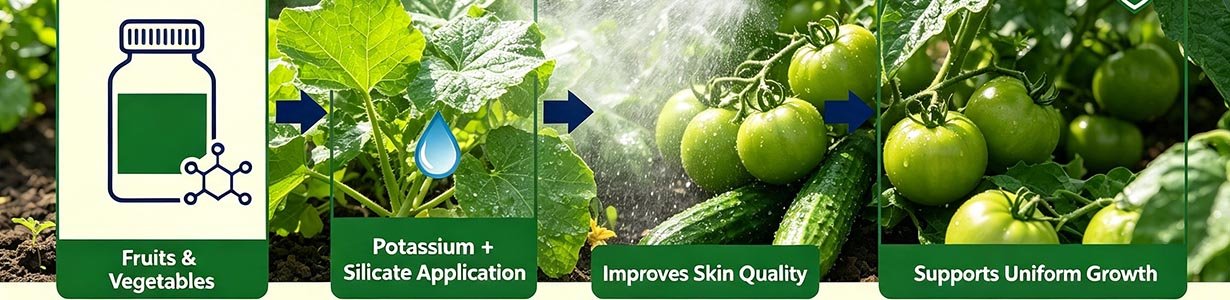 Potassium silicate fertilizer applied to barley wheat corn soybean tomato cucumber and strawberry with optimal dosage data