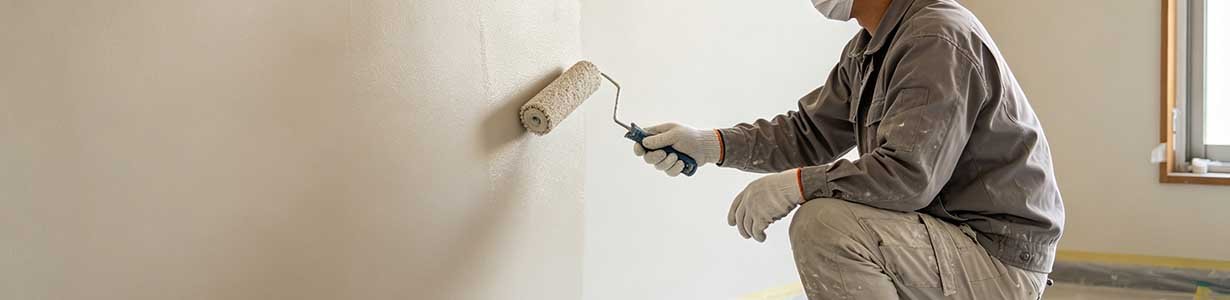 Potassium silicate mineral paint on building facade showing breathable matte finish with silicification chemical bonding