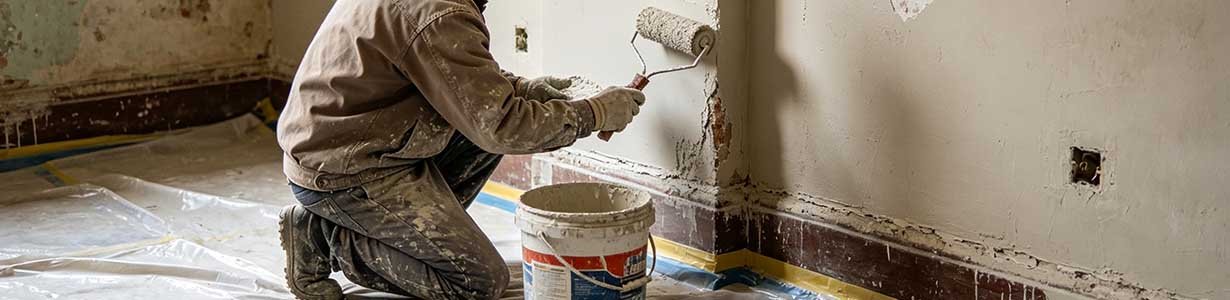 Potassium silicate paint applications on historic building masonry concrete facade and interior mineral surfaces