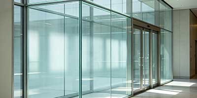 Potassium silicate fire protection glazing showing laminated glass construction with intumescent gel interlayer for building facade applications