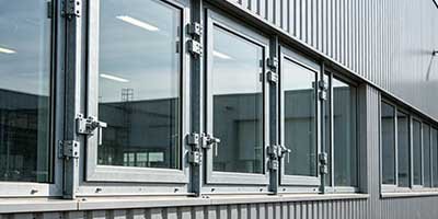 Potassium silicate fire rated window with laminated glass construction showing intumescent gel interlayer and sealed edge system