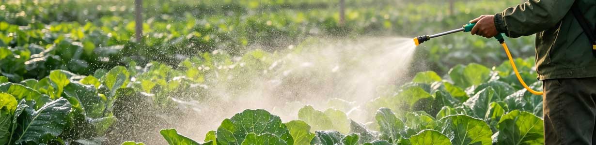 Potassium silicate foliar spray instructions showing dilution ratio application timing and sprayer preparation for crops