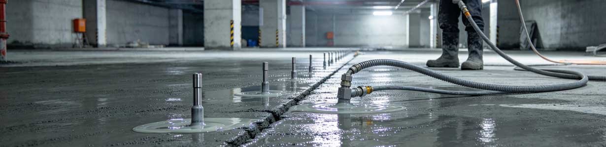 Sodium silicate grout supplier factory showing automated production line storage tanks and injection water glass product testing