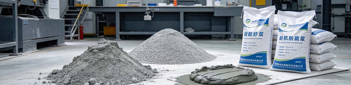 Acid-resistant mortar with sodium silicate binder for chemical plant lining and acid-proof brick installation