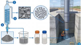 Sodium silicate cement grouting dual injection system for soil stabilization and water sealing with sodium silicate and cement slurry mixing at nozzle