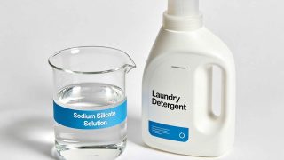 Sodium silicate in laundry detergent showing pH buffering anti-redeposition and water softening functions in washing process